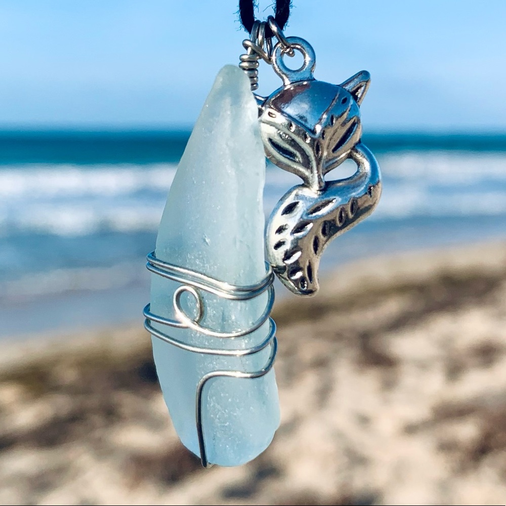 Ocean Fox Seaglass Necklace - Picture 1 of 8